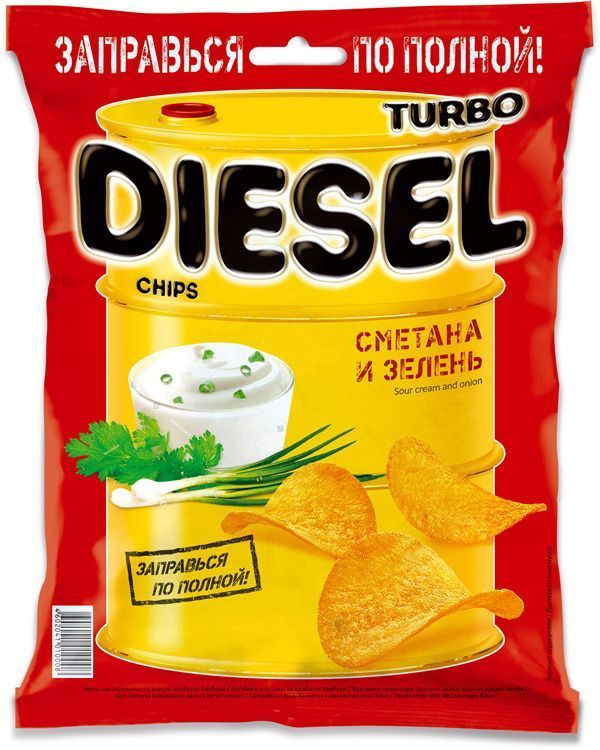 Картофельные чипсы Turbo Diesel со вкусом сметаны и зелени, 75 грамм