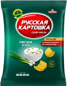 Чипсы Русская Картошка со вкусом сметаны и лука, 140 г