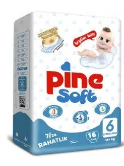 Подгузники Pine Soft Extra Large Размер 6 (15+ кг) 16 штук