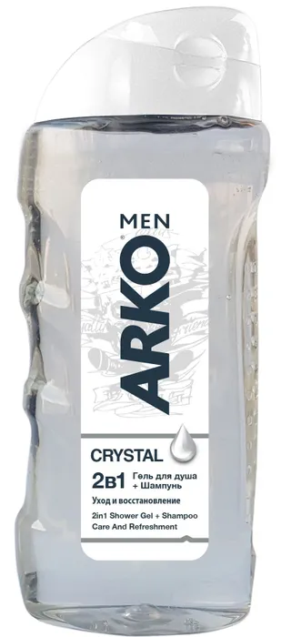 Гель для душа и шампунь для волос 2 в 1 Arko Men Crystal 260 мл