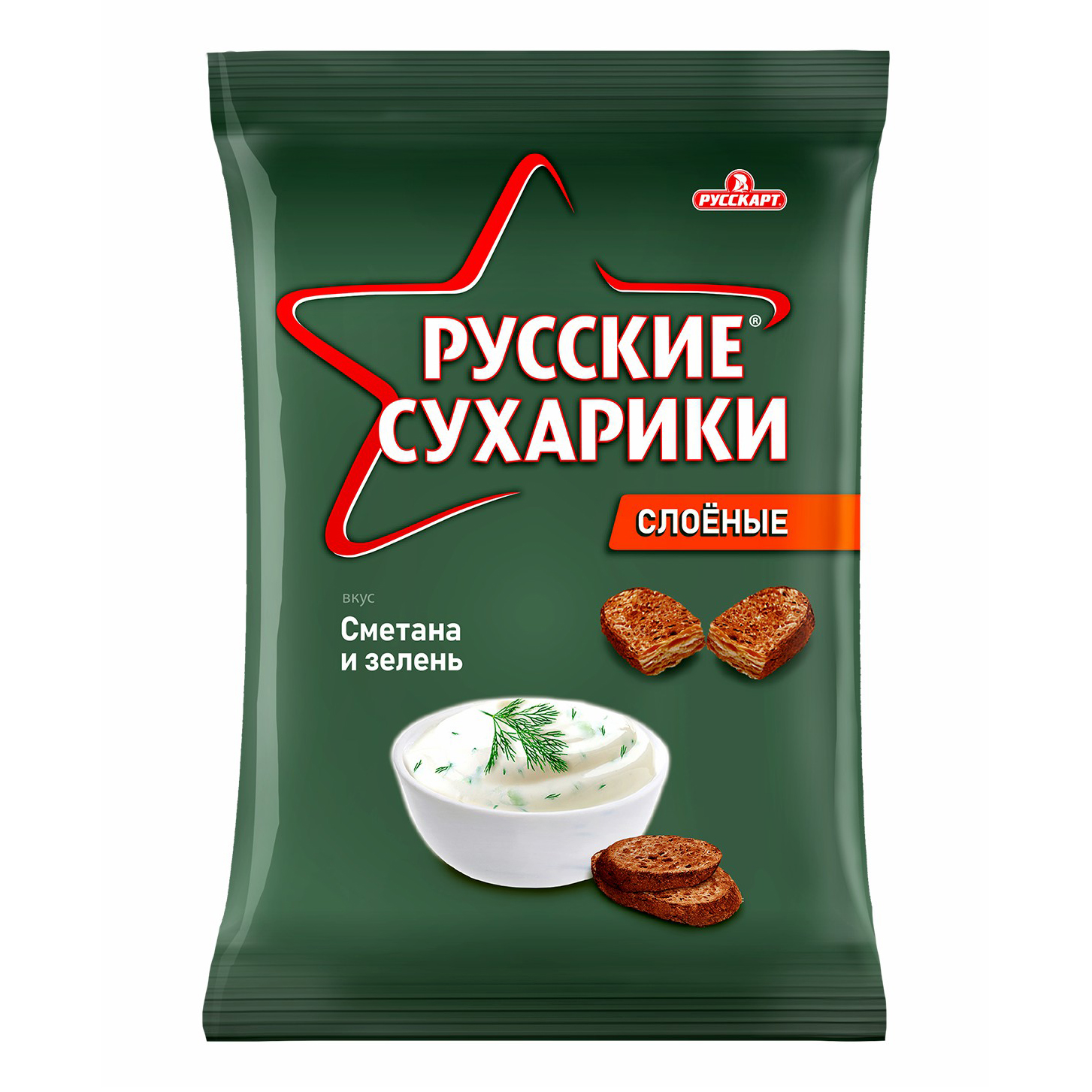 Русские ржаные сухарики со вкусом сметаны и зелени, 50 г