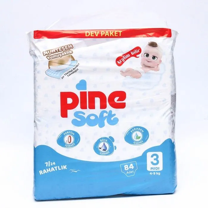 Подгузники для детей Pine Soft MIDI Jumbo 84 шт. Размер 3 (4 9 кг)