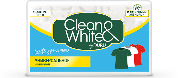 Универсальное хозяйственное мыло DURU Clean & White для стирки 120 г