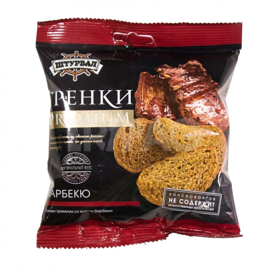 Гренки Премиум с барбекю, ржаные, 100 грамм