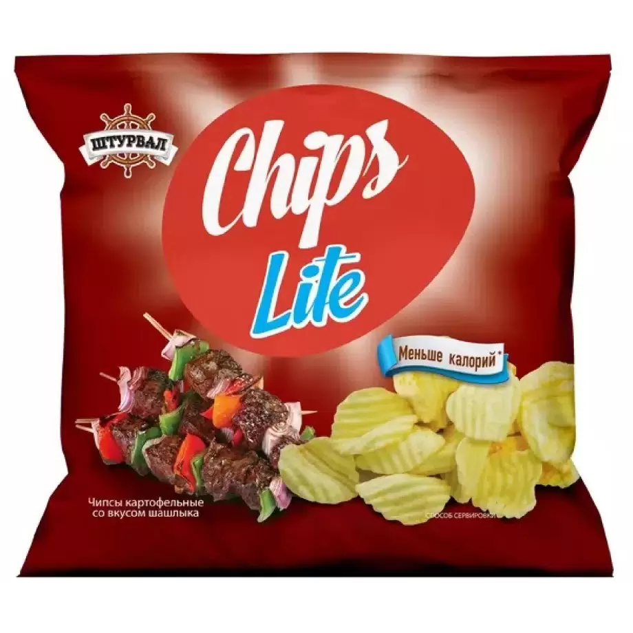 Чипсы CHIPS Lite со вкусом шашлыка, 20 грамм