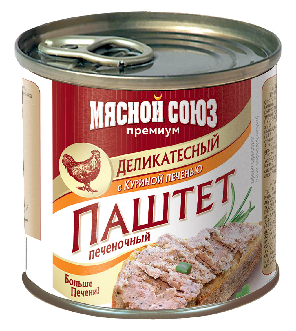 Паштет печеночный деликатесный с куриной печенью Мясной союз, 240 г