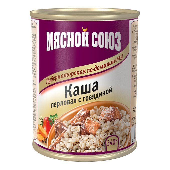 Перловая каша с говядиной 340 г от Мясного союза