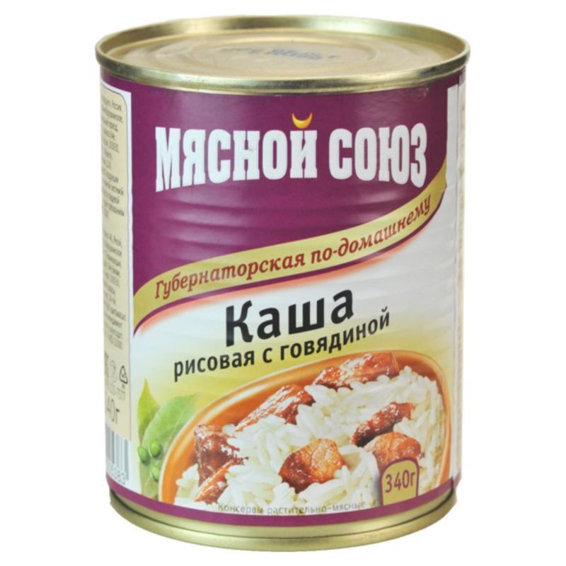 Рисовая каша с говядиной 340 грамм от торговой марки Мясной союз