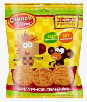 Фигурное печенье Crunch Time Зебра в клеточку, 20 грамм, в пакете