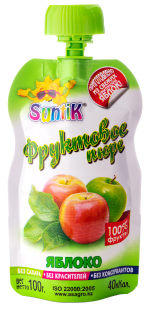 Фруктовое пюре из яблок Suntik, 100 гр