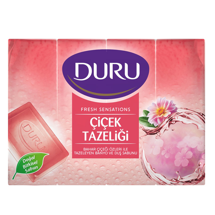 Твердое туалетное мыло DURU Fresh Sensations Цветочное облако, 100 г, 4 шт