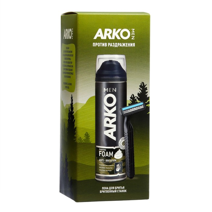 Набор для бритья Arko Подарочный набор Anti Irritation: пена для бритья 200 мл и станок Pro2