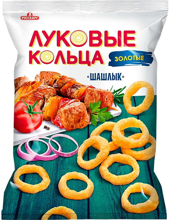 Хрустящие луковые кольца Золотые со вкусом шашлыка 90 г, 12 штук