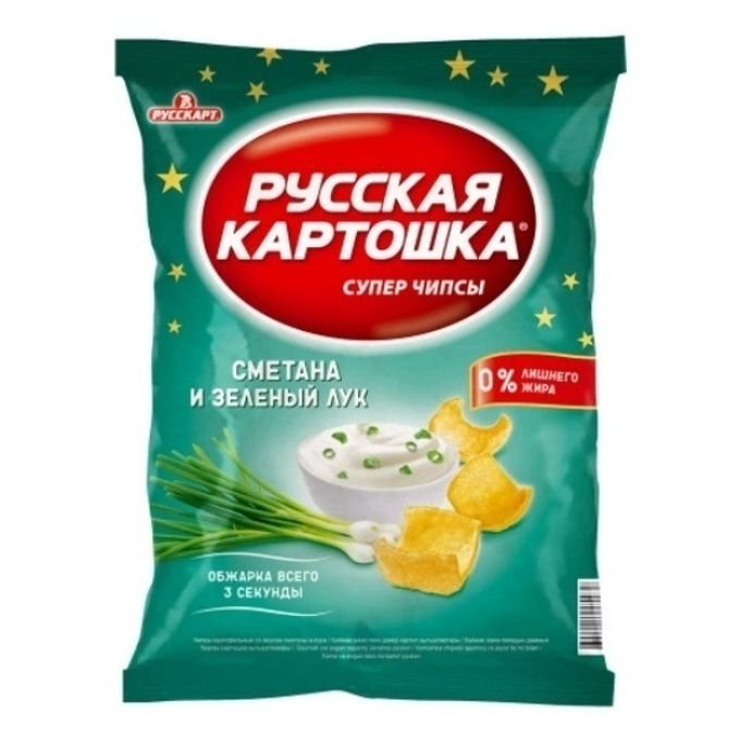 Чипсы Русская картошка со вкусом сметаны и лука 105 г, упаковка 10 штук