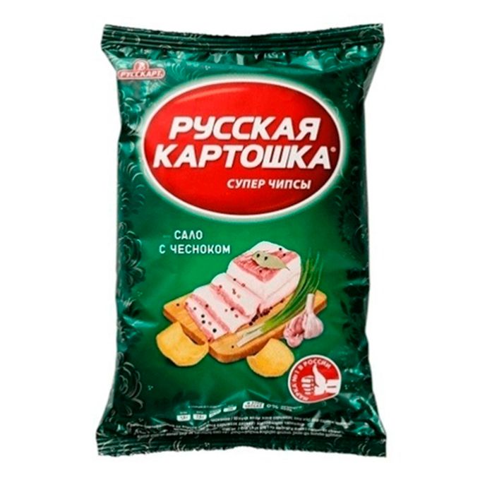 Чипсы Русская картошка со вкусом сала с чесноком, 105 г, 10 штук