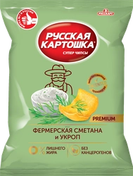 Чипсы Русская Картошка со вкусом фермерской сметаны и укропа, 75 г, 16 штук