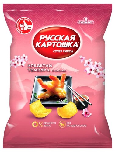 Чипсы Русская картошка со вкусом креветок темпура с васаби 105 г, 10 шт