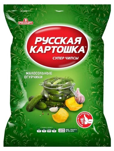 Чипсы Русская картошка со вкусом малосольных огурцов, 105 г, упаковка 10 штук