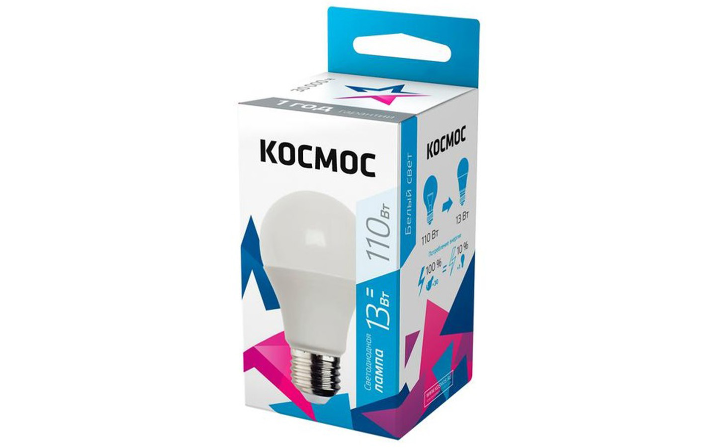 Светодиодная лампа КОСМОС A60 13W E27 4500K