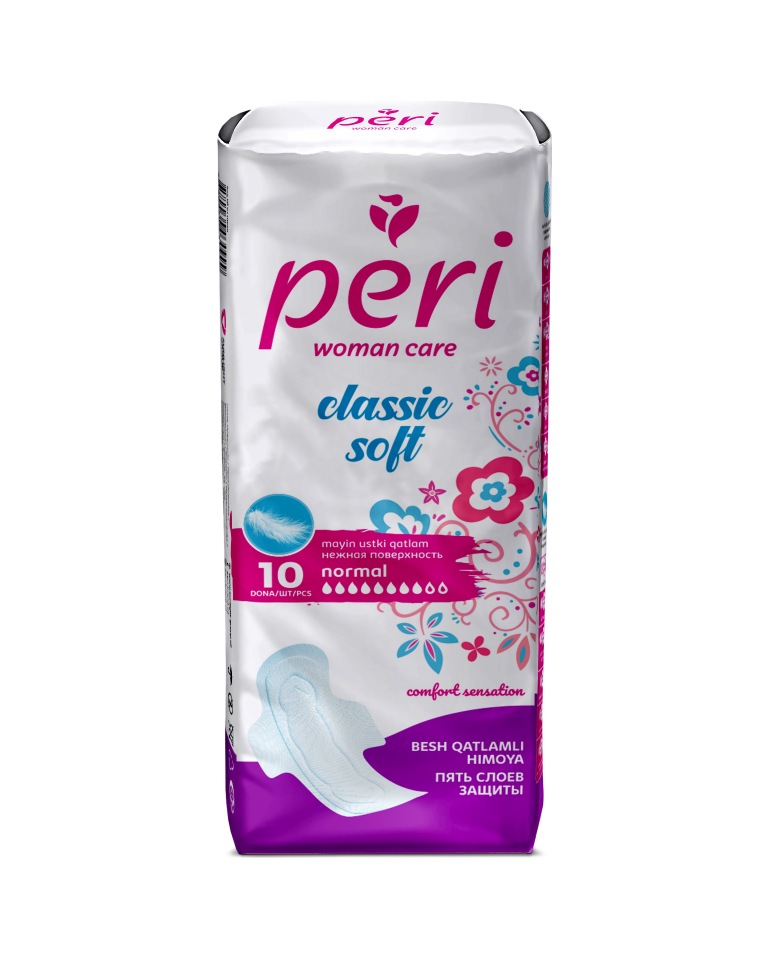 Гигиенические прокладки PERI Classic Soft Normal с хлопком, 10 штук