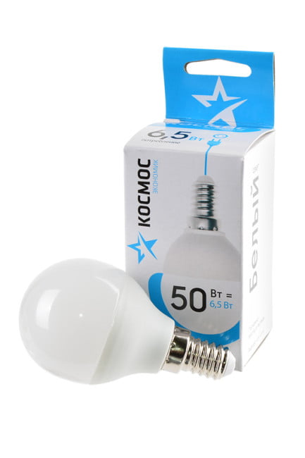 Светодиодная лампа КОСМОС ЭКОНОМИК Basic GL45 6,5W 220V E14 4500K 80 люмен