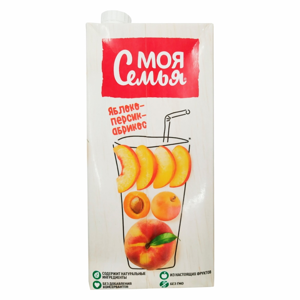 Сок Моя Семья с грушей, яблоком и персиком 0,95 л