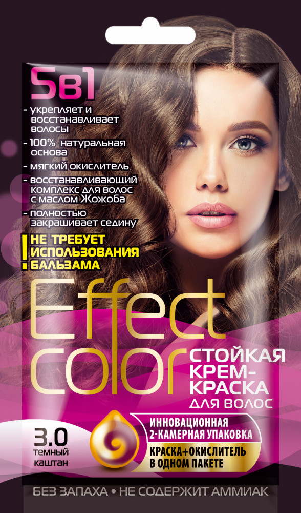 Стойкая крем краска для волос Effect, Темный каштан, 50 мл