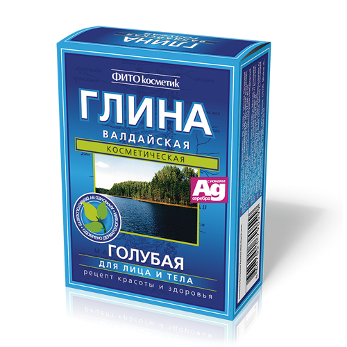 Голубая сухая глина Фитокосметик Валдайская 100 г