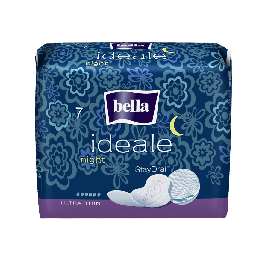 Ночные ультратонкие дышащие прокладки Bella Ideale Ultra Night 7 штук 315 мм для обильных выделений