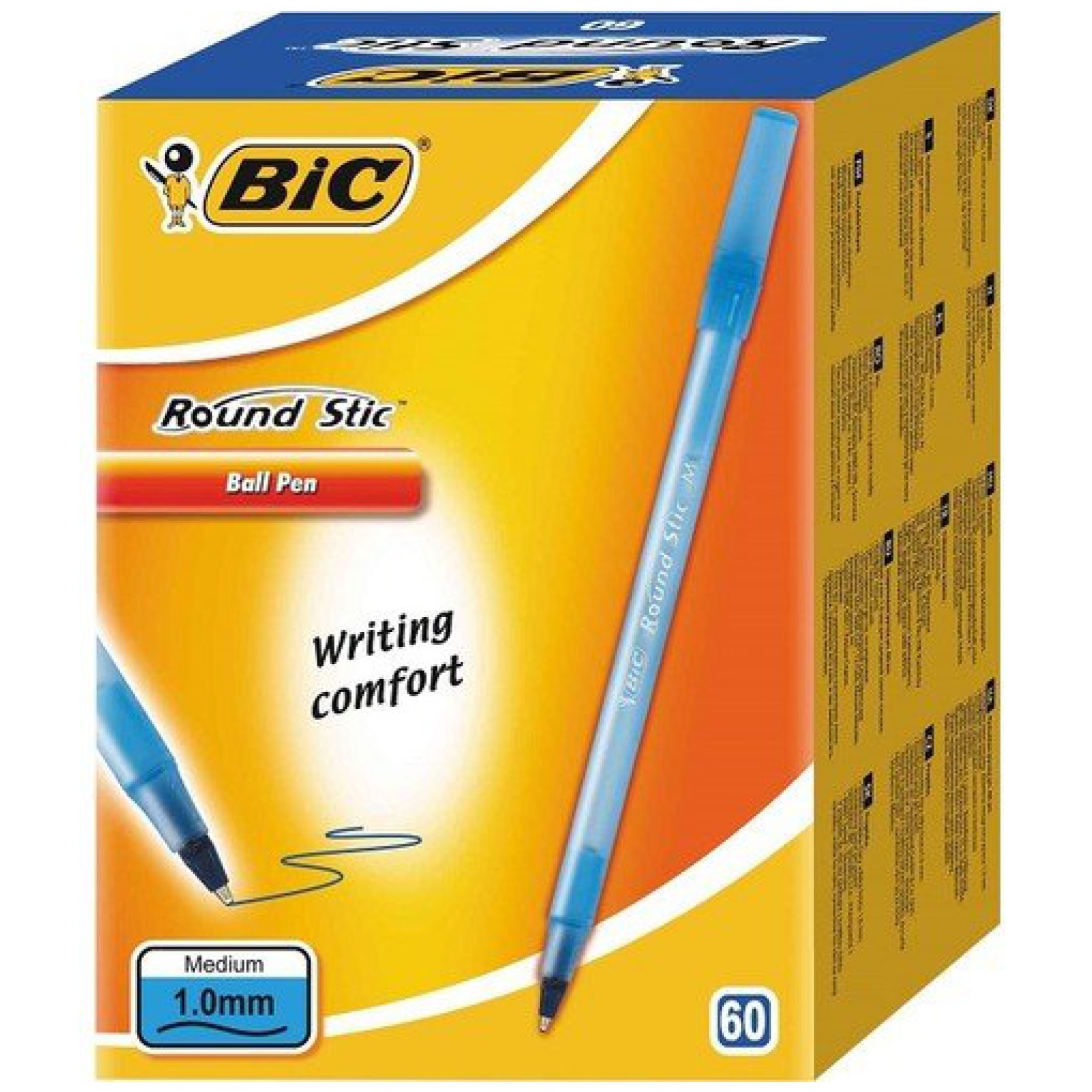 ручка шариковая bic round stic classic синяя (60 шт.)