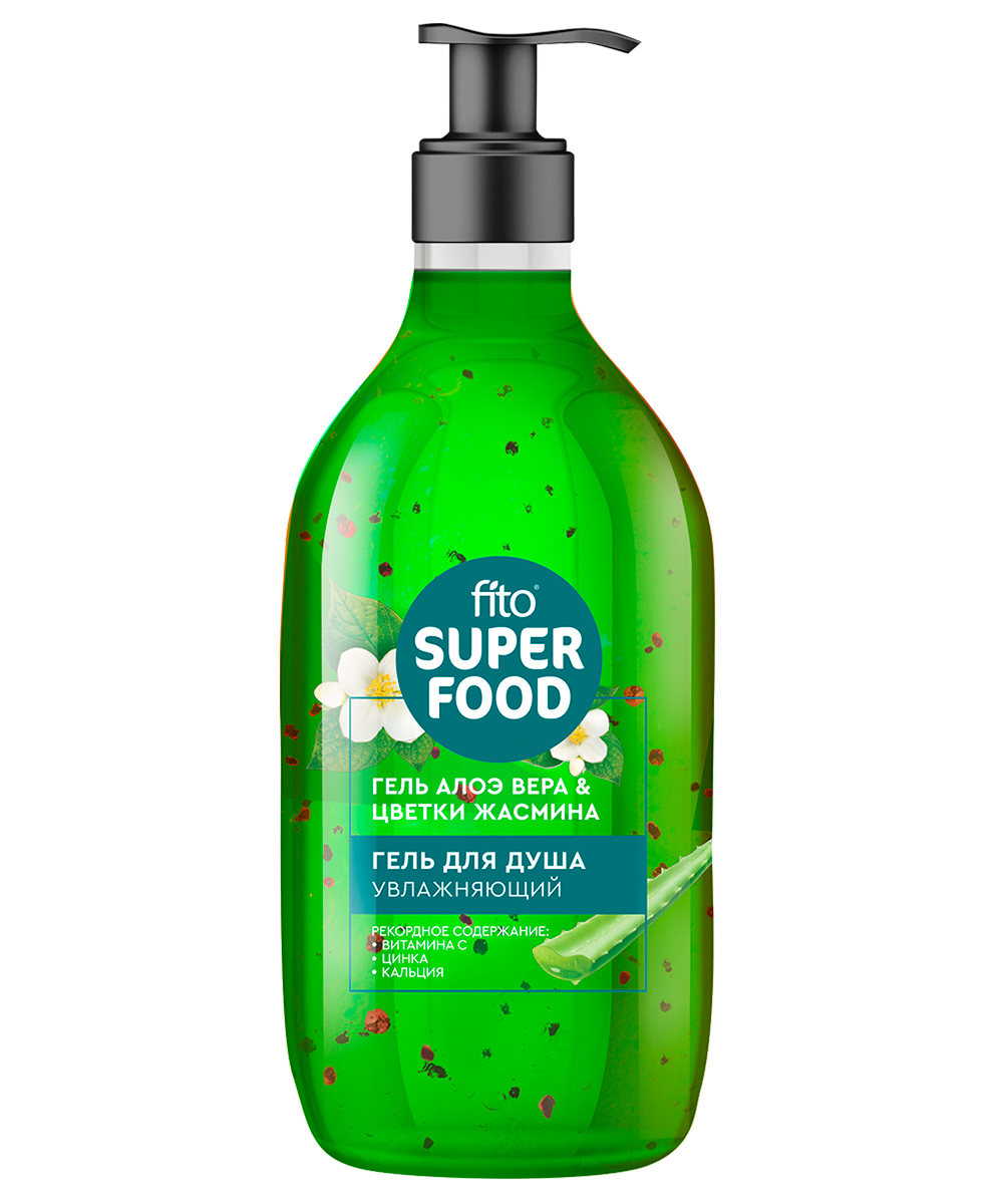 Гель для душа Fito Superfood увлажняющий с маслом цветков жасмина и алоэ вера 520 мл