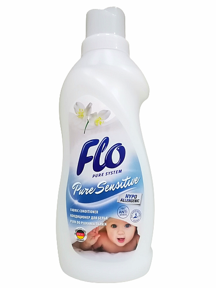 Ополаскиватель для тканей Flo Pure 1 л с ароматом фруктов и цветов, защита от статического электричества и легкое глажение