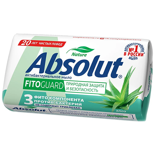 твердое антибактериальное мыло absolut fitoguard с алоэ вера 90 г