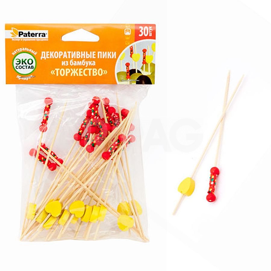 декоративные пики из бамбука торжество 30 штук 120 мм в упаковке 50 штук