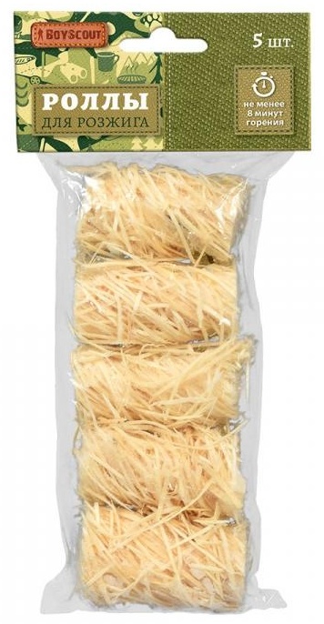 роллы для розжига мангалов и барбекю boyscout 5 штук в упаковке