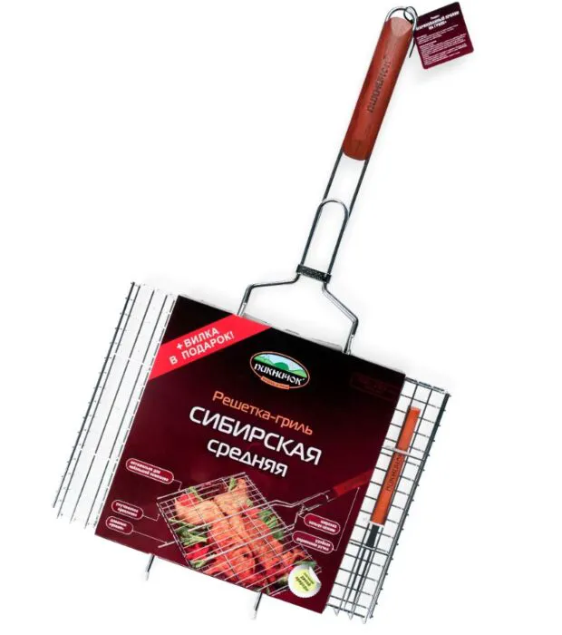 Решетка для барбекю Пикничок Сибирская средняя с вилкой