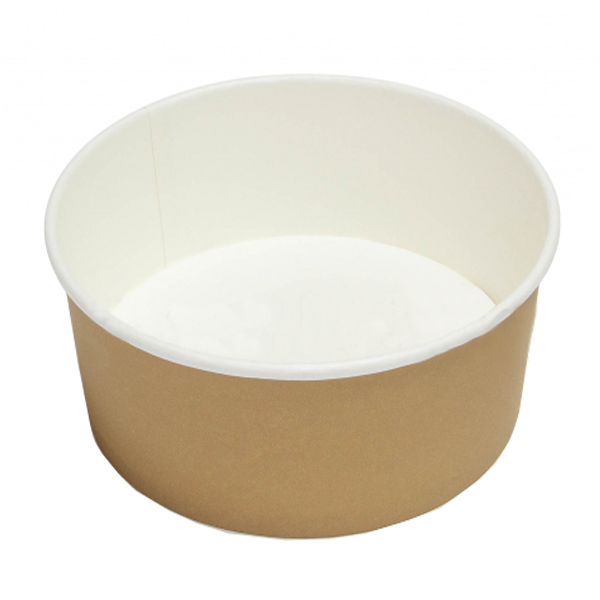 Бумажный контейнер с круглым дном 550 мл Крафт диаметром 135 мм, высотой 57 мм
