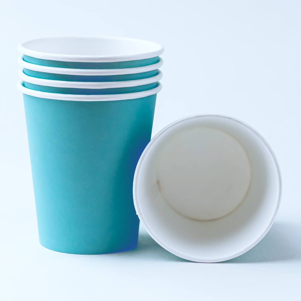 Бумажный стакан 250 мл бирюзового цвета, упаковка 50 штук, 1000 штук в коробке