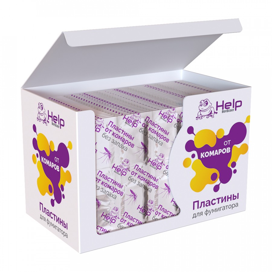 Пластины от комаров HELP, дисплей бокс 200 штук
