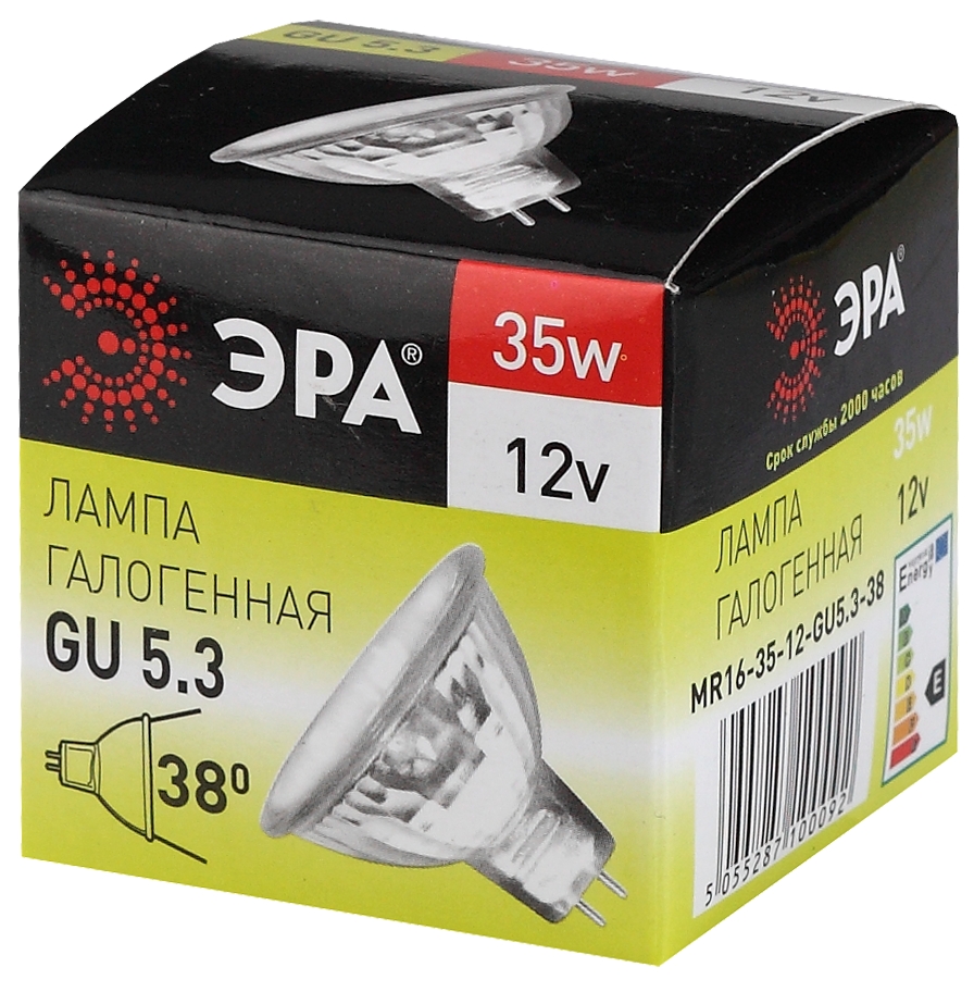 Галогенная лампа ЭРА MR16 35W 12V GU5.3 200 часов