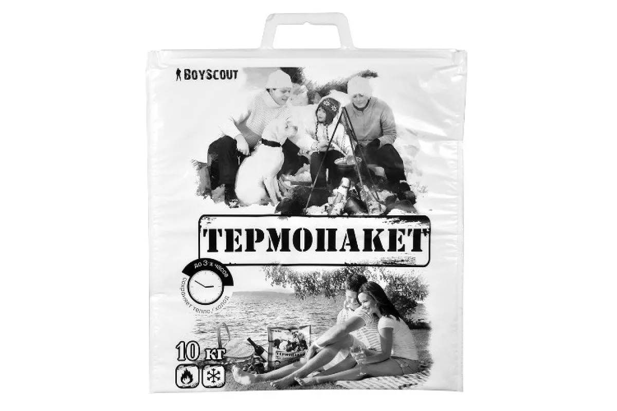 Термопакет BOYSCOUT 42x45 см с пластиковой ручкой, до 10 кг, упаковка 100 штук в коробке