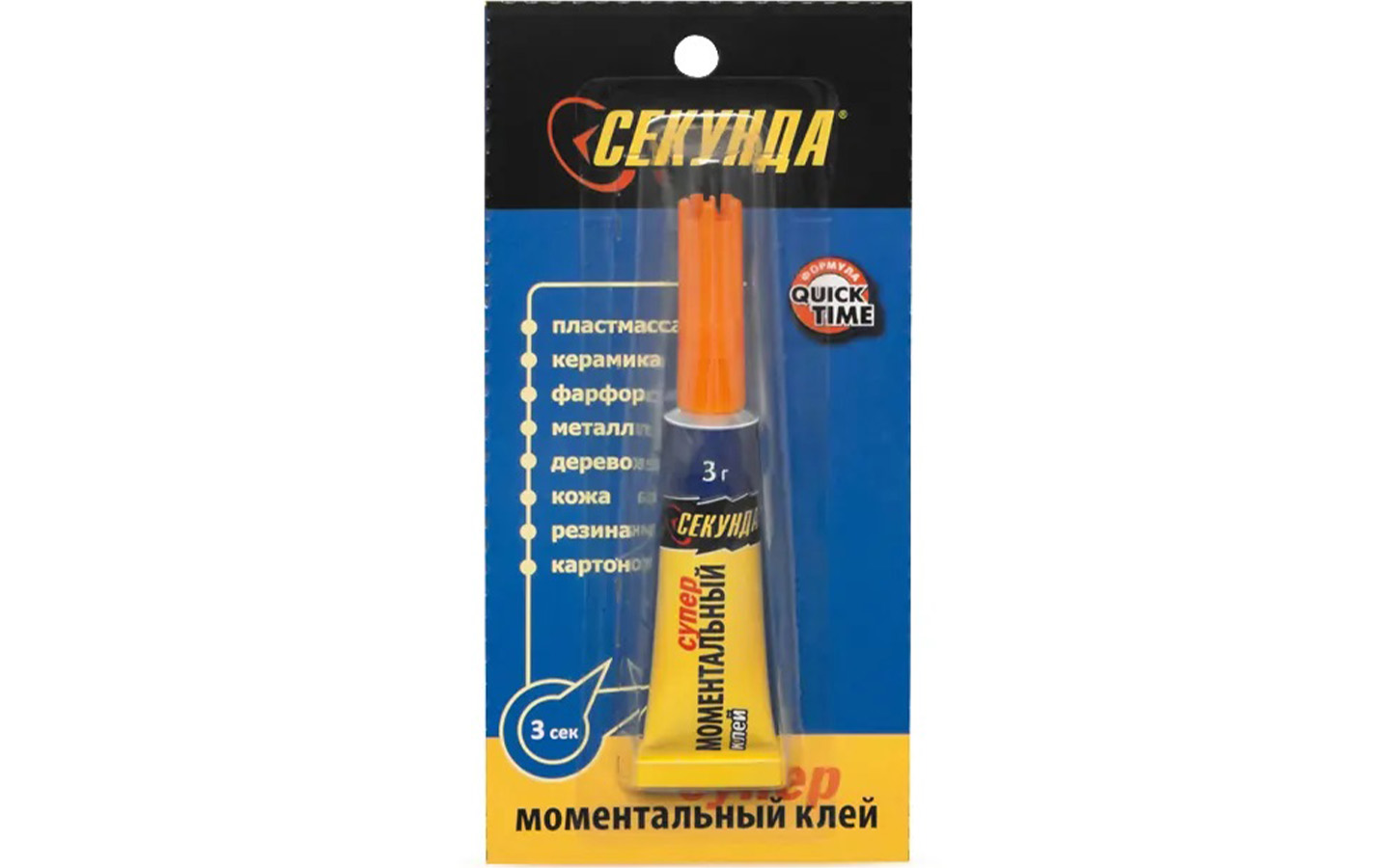 Клей на основе момента Секунда, 3 грамма, 12 штук в упаковке
