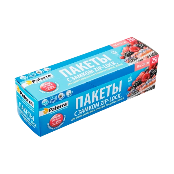 пакеты для хранения и заморозки с замком, 25 штук, 1 литр, размер 18x20 см