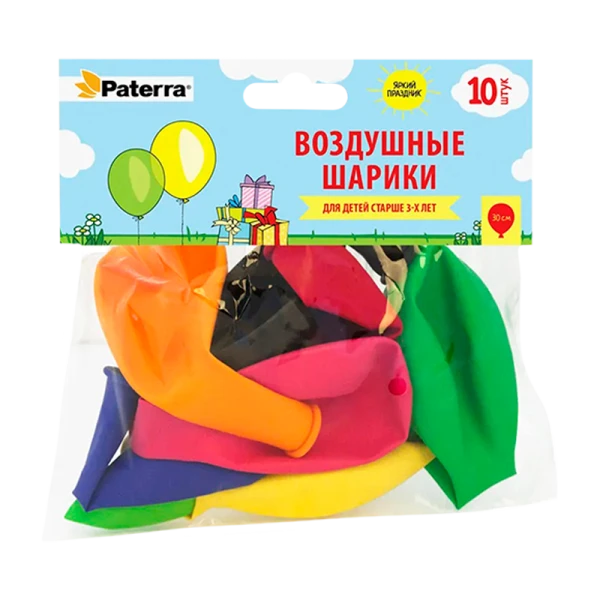 цветные шарики без рисунка, 10 штук в упаковке, тс