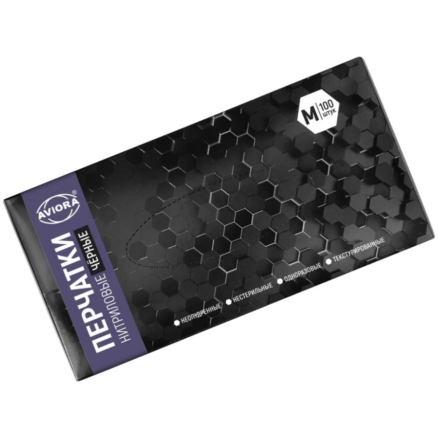 нитриловые перчатки черного цвета, размер m, 100 штук в упаковке