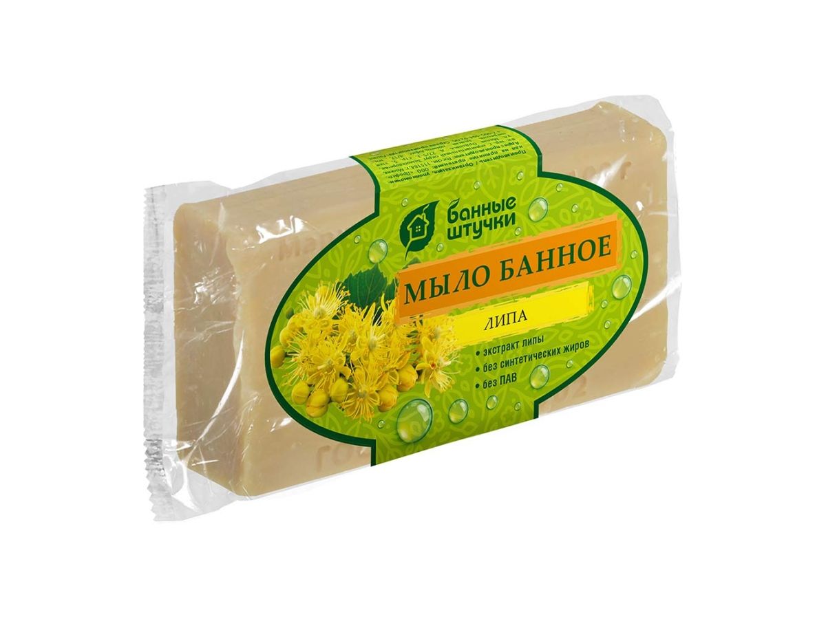 Кусковое мыло с экстрактом липы 100 г для бани и сауны БШ