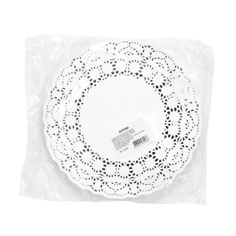 ажурные бумажные салфетки диаметром 24 см, 250 штук, aviora