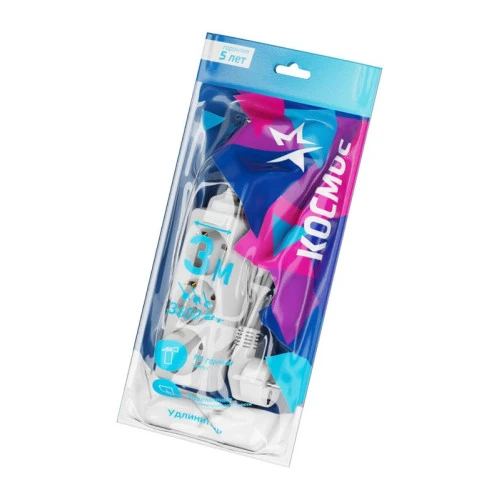 Удлинитель электрический КОСМОС 3 метра, ПВС 3х1, 3 гнезда с заземлением, 16 Ампер