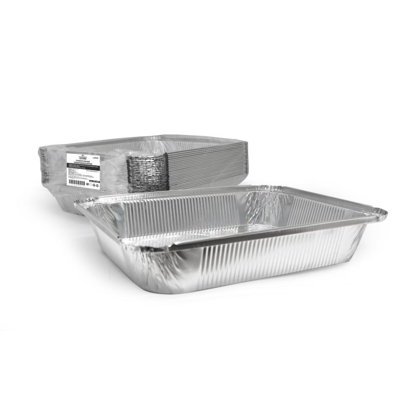 Алюминиевая форма прямоугольная с L кромкой высота 51 мм объем 3180 мл размеры 322 255 мм в упаковке 200 штук цена за 1 штуку