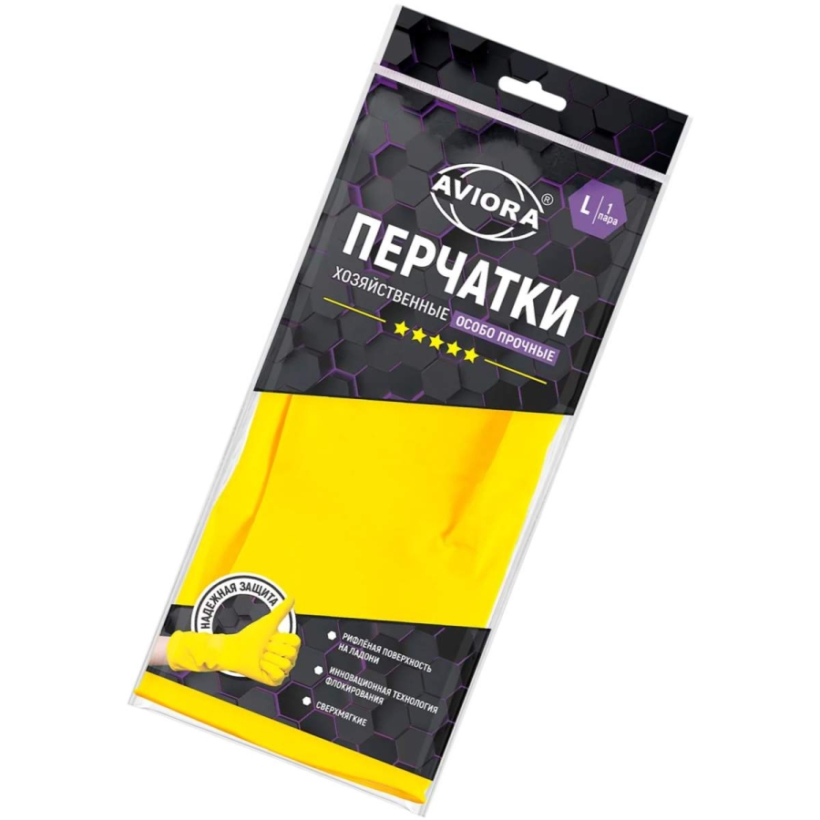 резиновые перчатки размер l от бренда aviora, модель 5 звезд